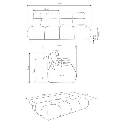 Folding three-seater sofa with a storage space NUORO green