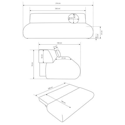 Folding three-seater sofa with a storage space PRATO beige