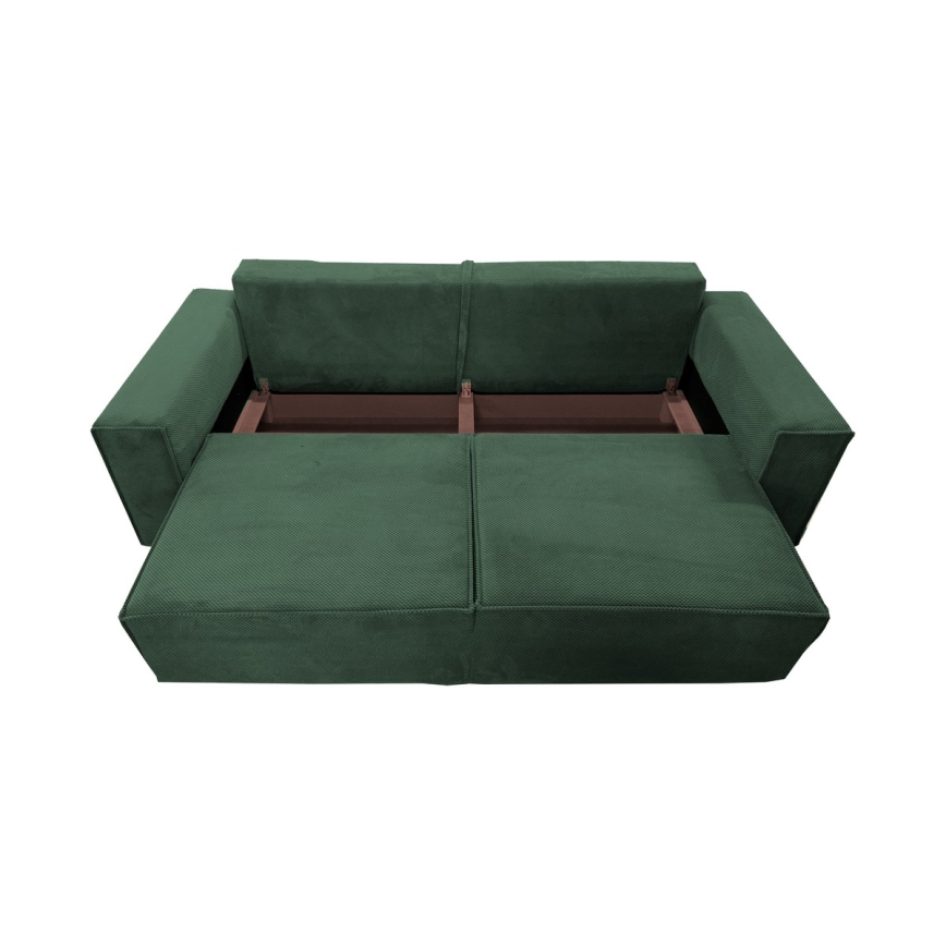 Folding three-seater sofa with a storage space RONDA green