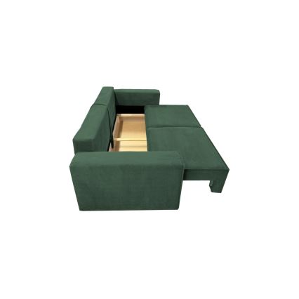 Folding three-seater sofa with a storage space RONDA green