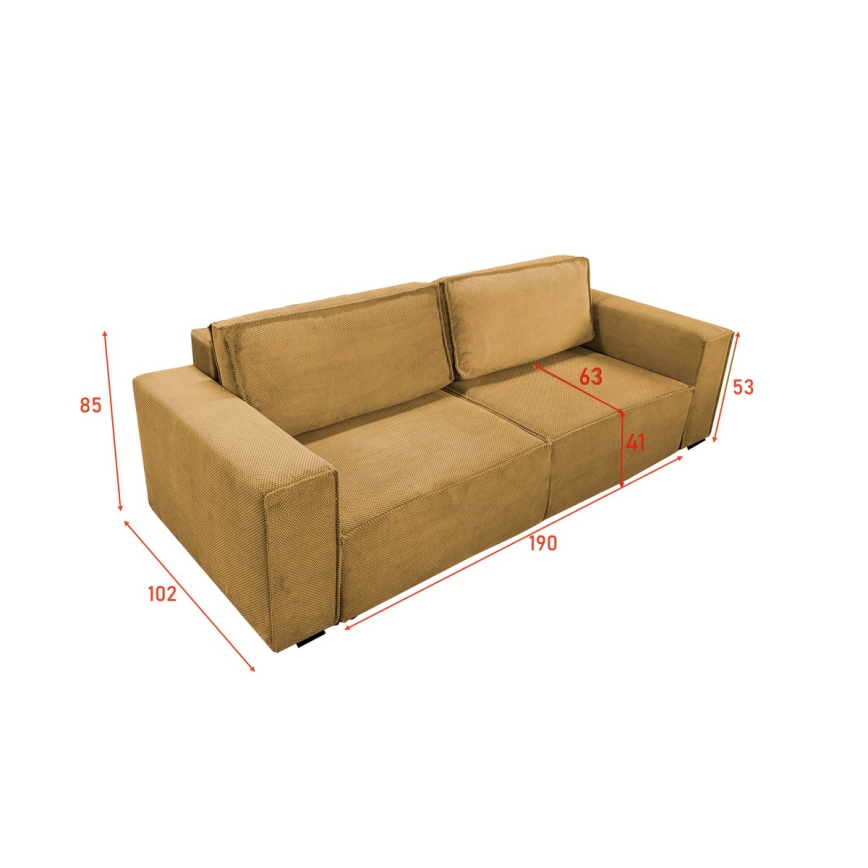 Folding three-seater sofa with a storage space RONDA orange