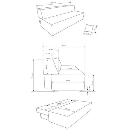 Folding three-seater sofa with a storage space TERAMO beige