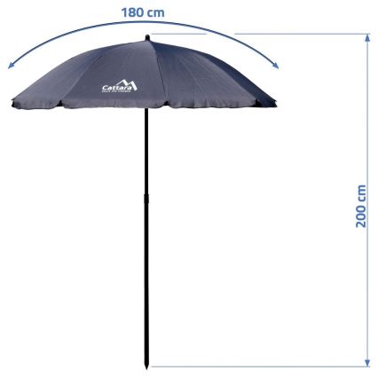 Folding tilting parasol d. 1,8 m grey