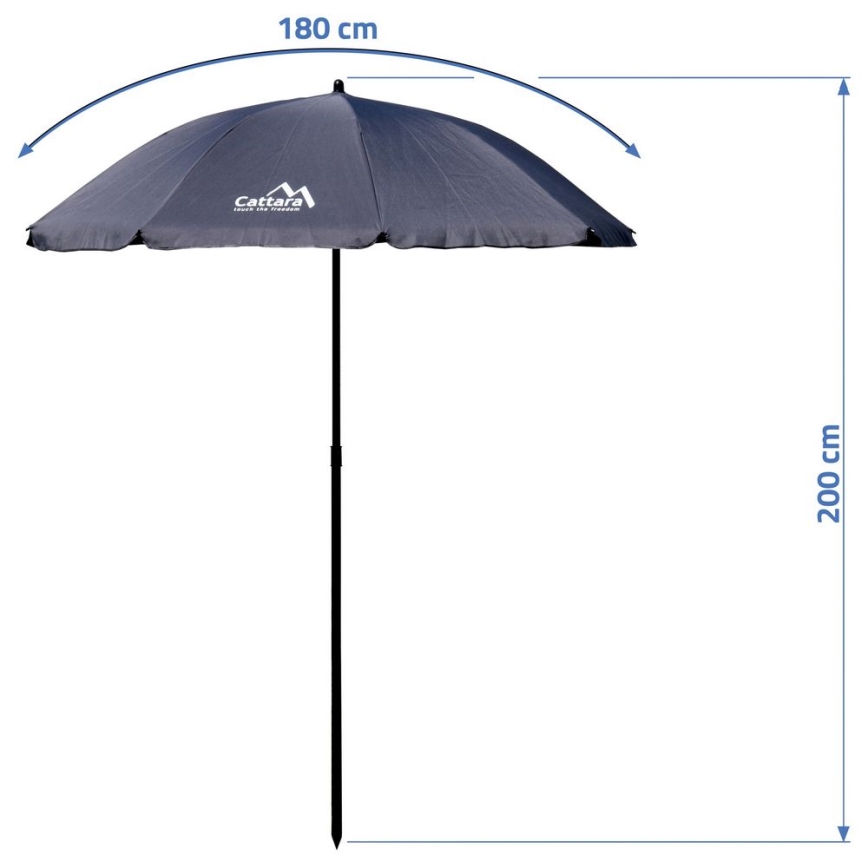 Folding tilting parasol d. 1,8 m grey