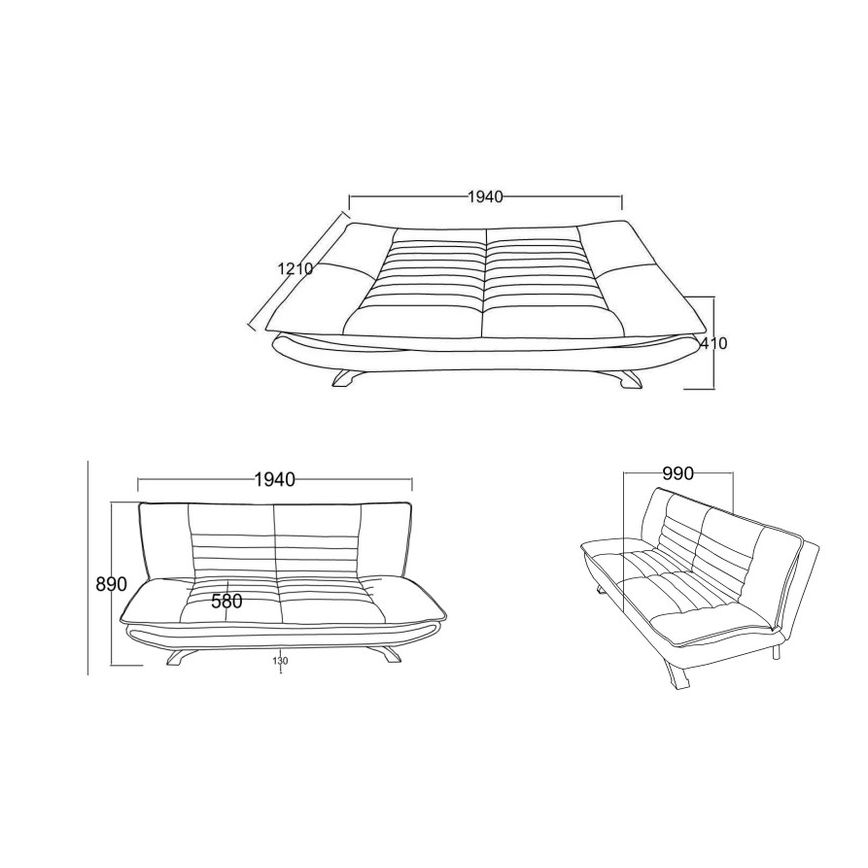 Folding two-seater sofa AIRI beige