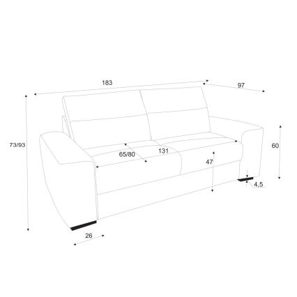 Folding two-seater sofa COMO grey