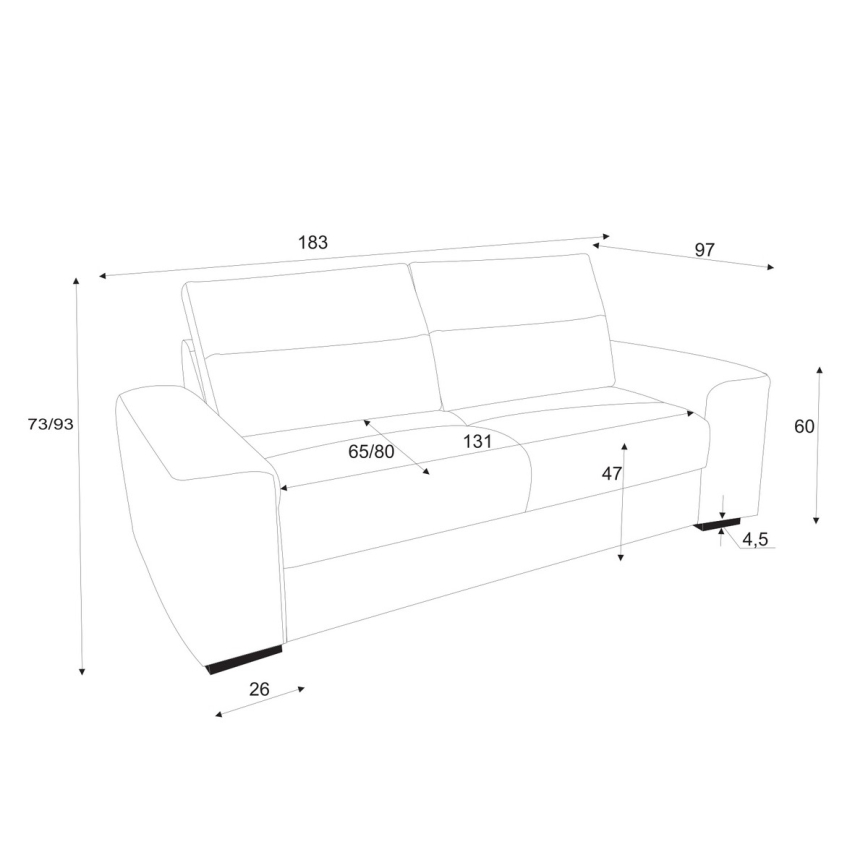 Folding two-seater sofa COMO grey