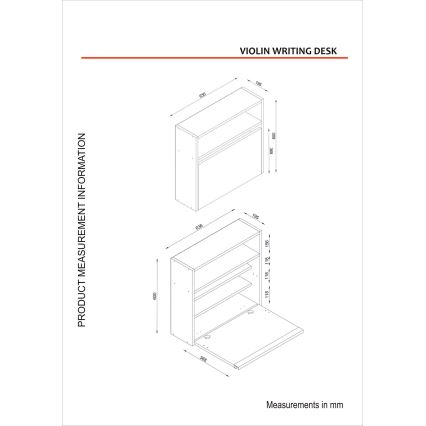 Folding work table VIOLIN 63,6x60 cm white