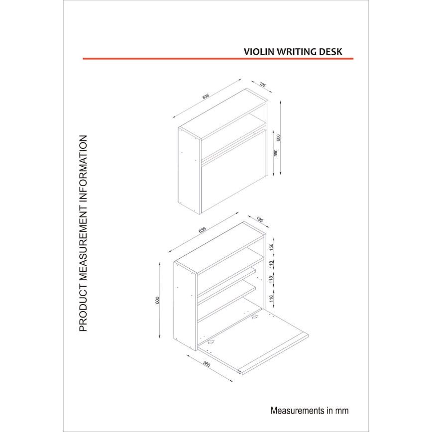 Folding work table VIOLIN 63,6x60 cm white