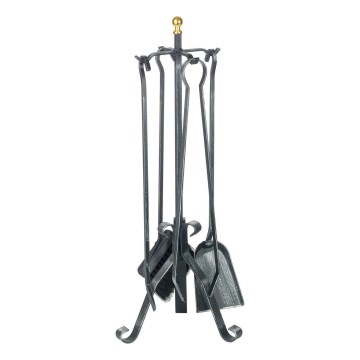 Forged fireplace tools 5 pcs anthracite/patina
