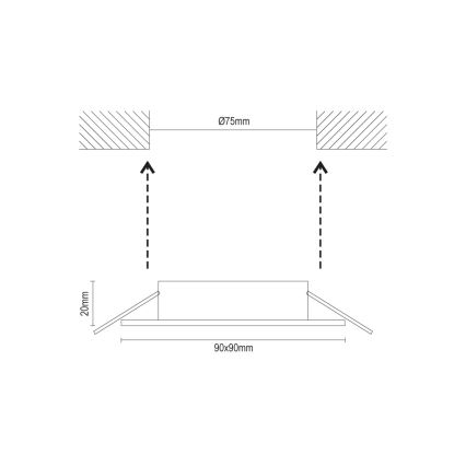 Frame for GU10 recessed downlight, 9x9 cm, black