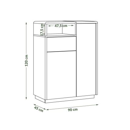 FRED Chest with Drawer, Anthracite/Artisan Oak