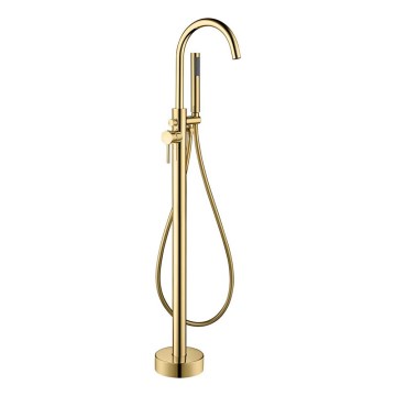Freestanding bath set with mixer – 116 cm, brass finish