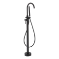 Freestanding bathtub set with mixer tap, 116 cm, black