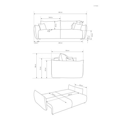 FRIDA Fold-Out 2-Seater Sofa, Brown