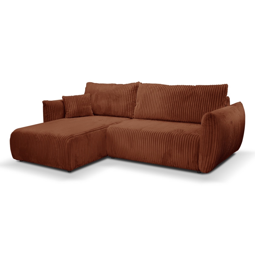 FRIDA Reversible L-Shaped Corner Sofa Bed with Storage — Brown