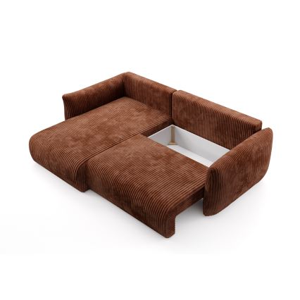 FRIDA Reversible L-Shaped Corner Sofa Bed with Storage — Brown