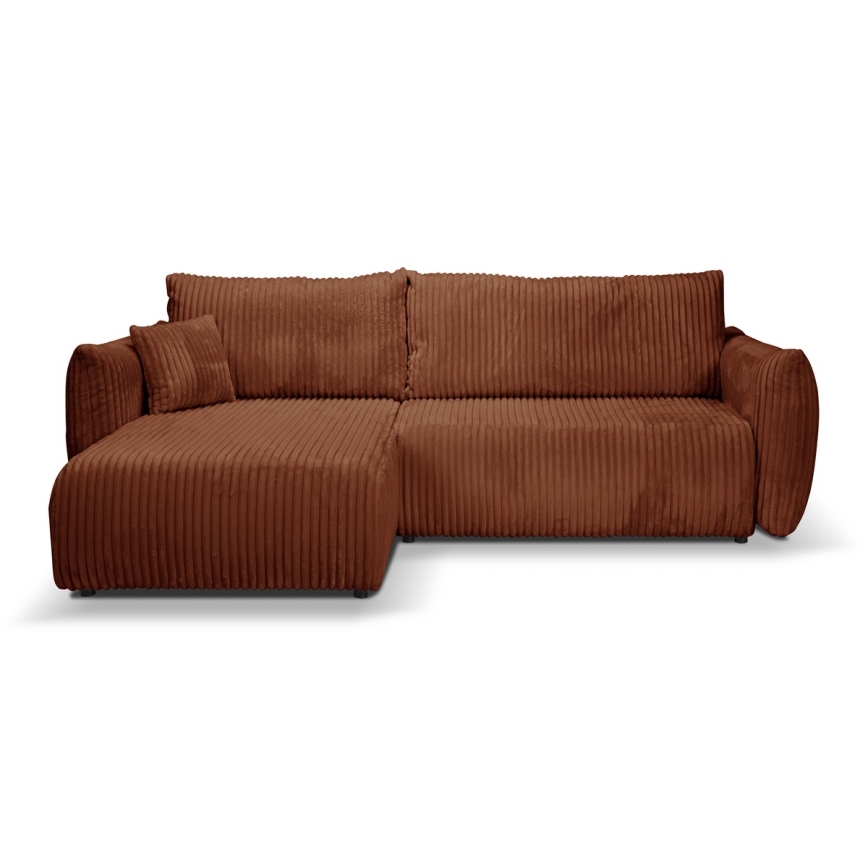 FRIDA Reversible L-Shaped Corner Sofa Bed with Storage — Brown