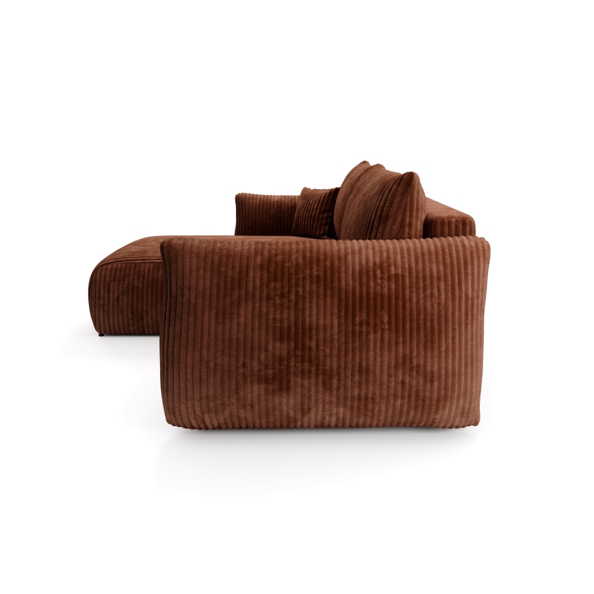 FRIDA Reversible L-Shaped Corner Sofa Bed with Storage — Brown