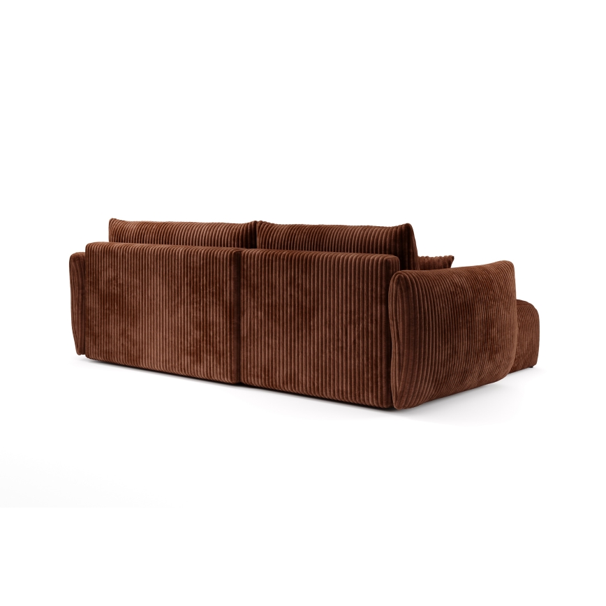 FRIDA Reversible L-Shaped Corner Sofa Bed with Storage — Brown