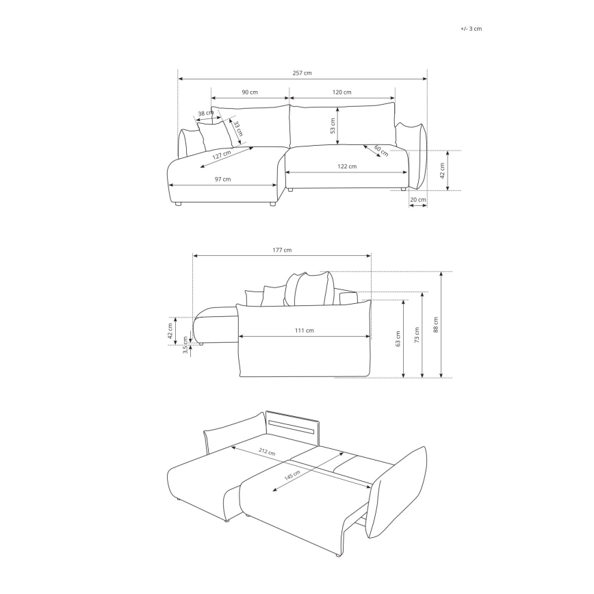 FRIDA Reversible L-Shaped Corner Sofa Bed with Storage — Brown