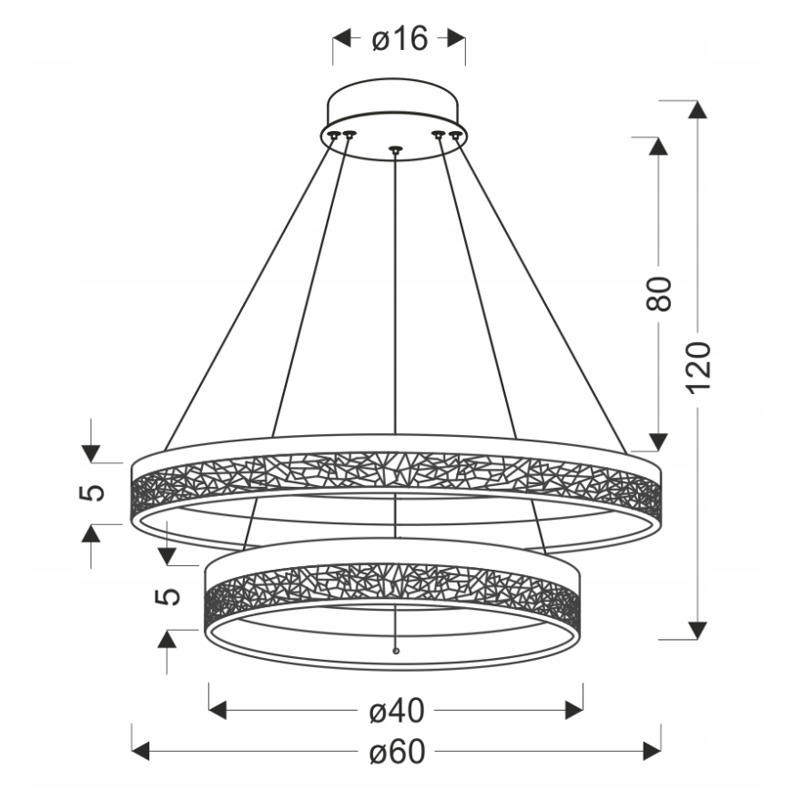 FROZI LED Cable Pendant Light, 38W, 230V, Ø 60 cm, Black