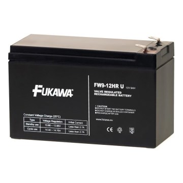FUKAWA FW 9-12 HR - 12 V / 9 Ah lead-acid battery with 6.3 mm Faston terminals