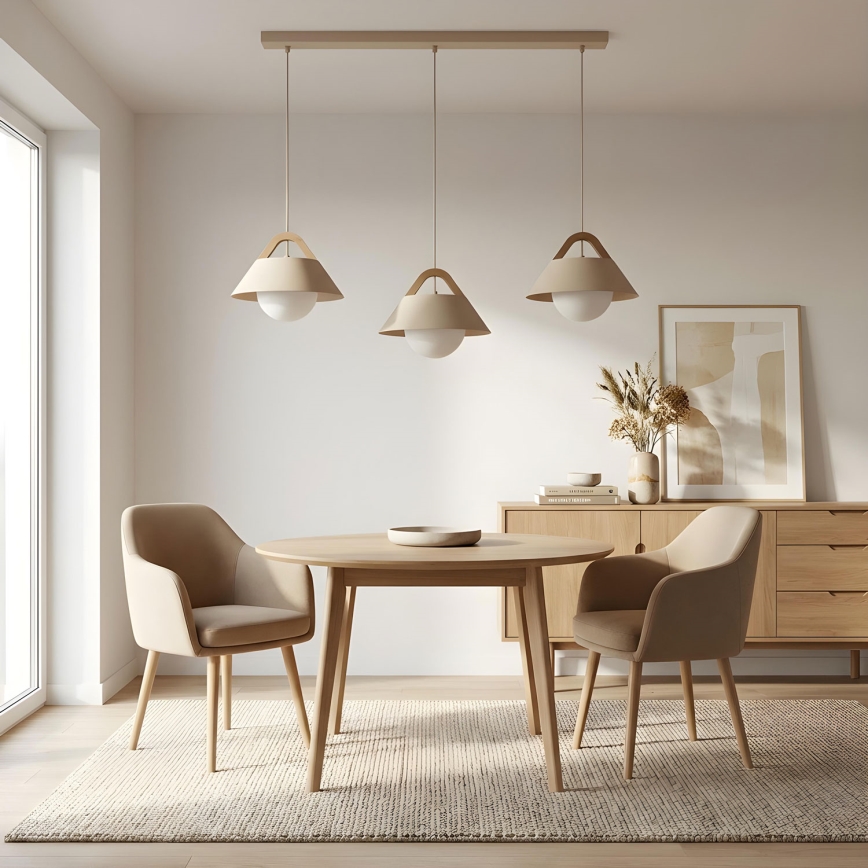 FUNDA cable-hung pendant light 3xE27/15W/230V beige