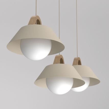 FUNDA cable-hung pendant light 3xE27/15W/230V beige