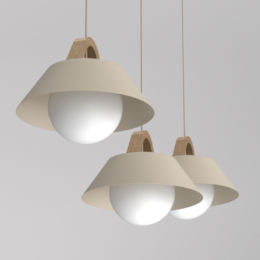 FUNDA cable-hung pendant light 3xE27/15W/230V beige