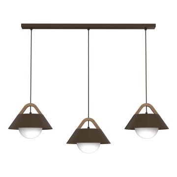 FUNDA cable-suspended pendant light 3xE27/15W/230V brown