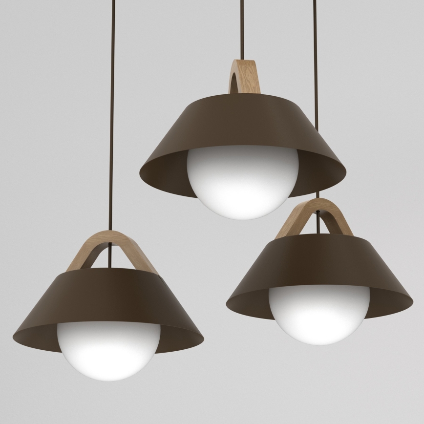 FUNDA Cord Pendant Light 3xE27/15W/230V, Brown