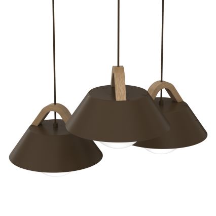 FUNDA Cord Pendant Light 3xE27/15W/230V, Brown