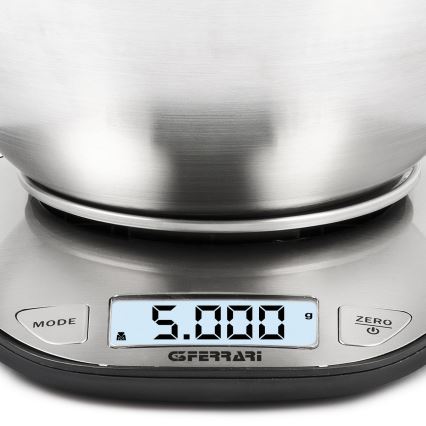 G3Ferrari G2006200 - Digital kitchen scale with bowl, 2x AAA, stainless steel