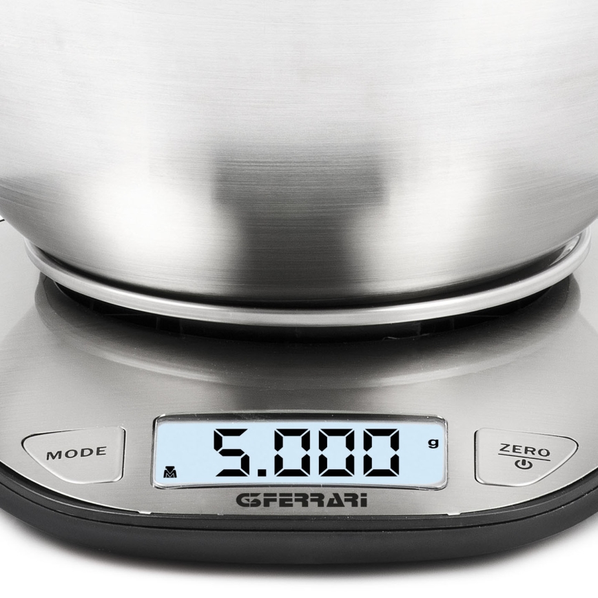 G3Ferrari G2006200 - Digital kitchen scale with bowl, 2x AAA, stainless steel