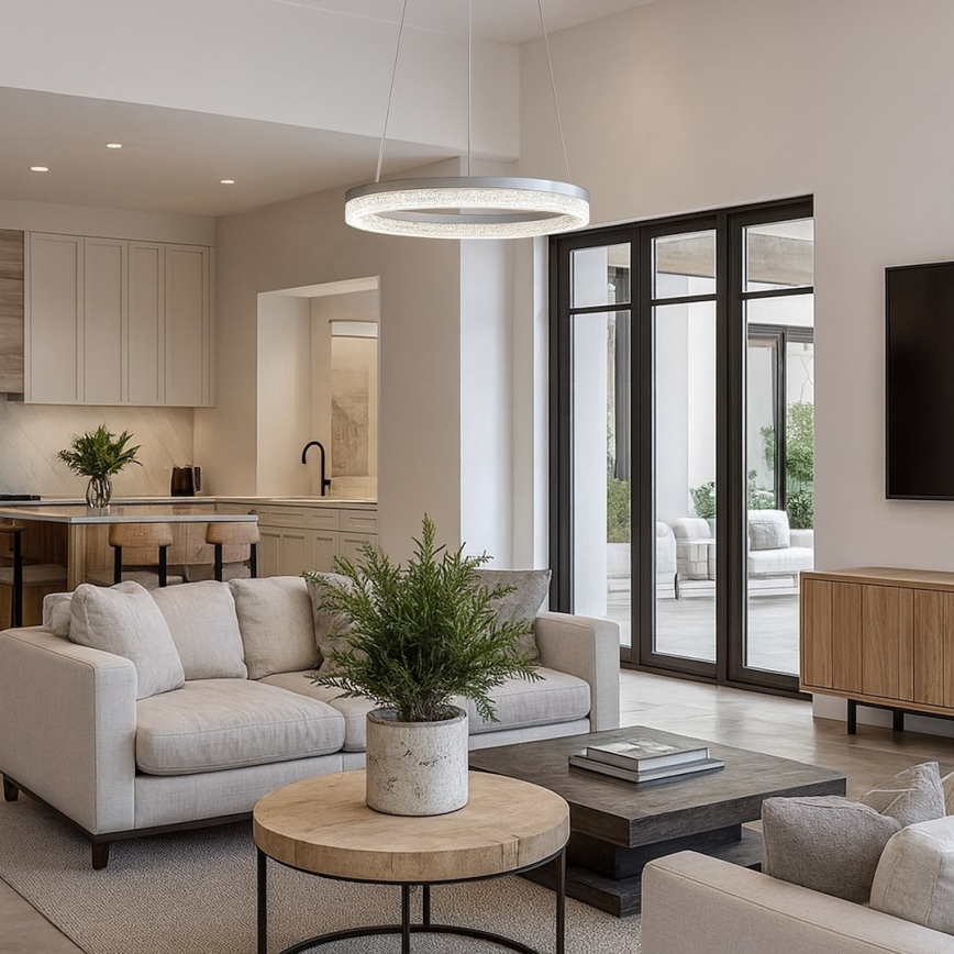 GALA LED cable pendant light LED/25W/230V Ø 50 cm Silver