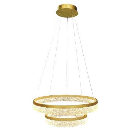 GALA LED cable-suspended pendant, 54W/230V, Ø 60 cm, Gold
