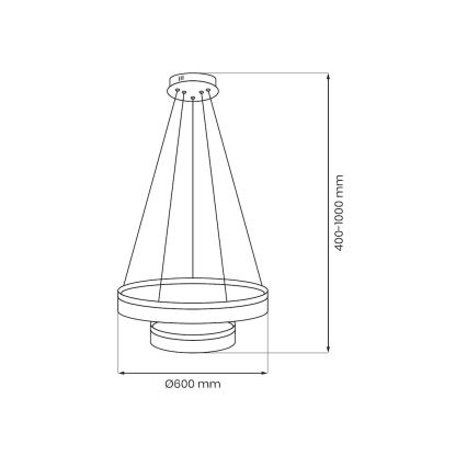 GALA LED cable-suspended pendant, 54W/230V, Ø 60 cm, Gold