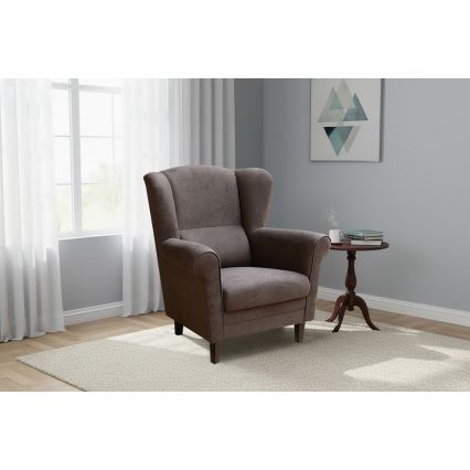 GALA Wingback Armchair in Dark Brown