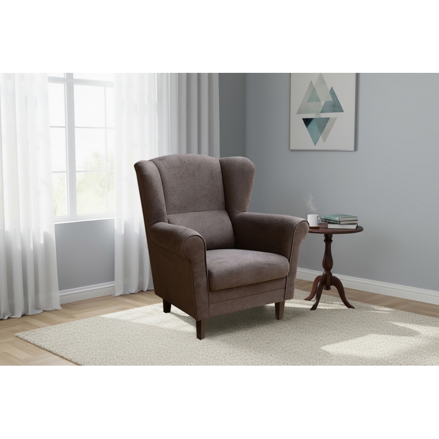 GALA Wingback Armchair in Dark Brown