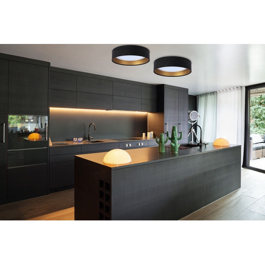 GALAXY LED Ceiling Light, 24W/230V, Ø 44 cm, Black/Gold