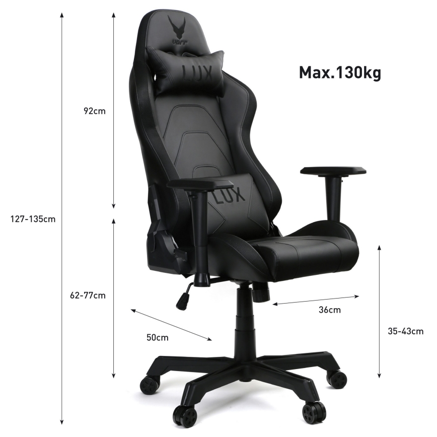 Gaming chair VARR Lux with LED RGB backlight + remote control black