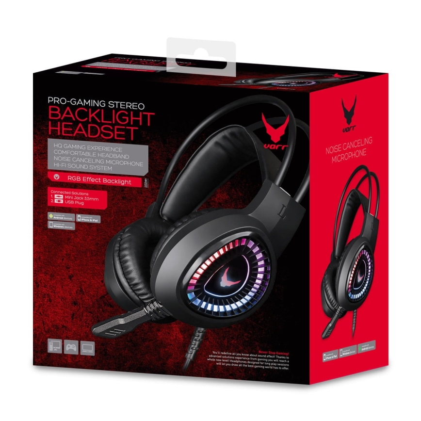 Gaming LED RGB headphones VARR with a microphone