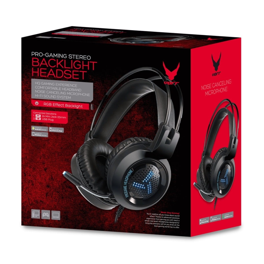 Gaming LED RGB headphones VARR with microphone 3.5
