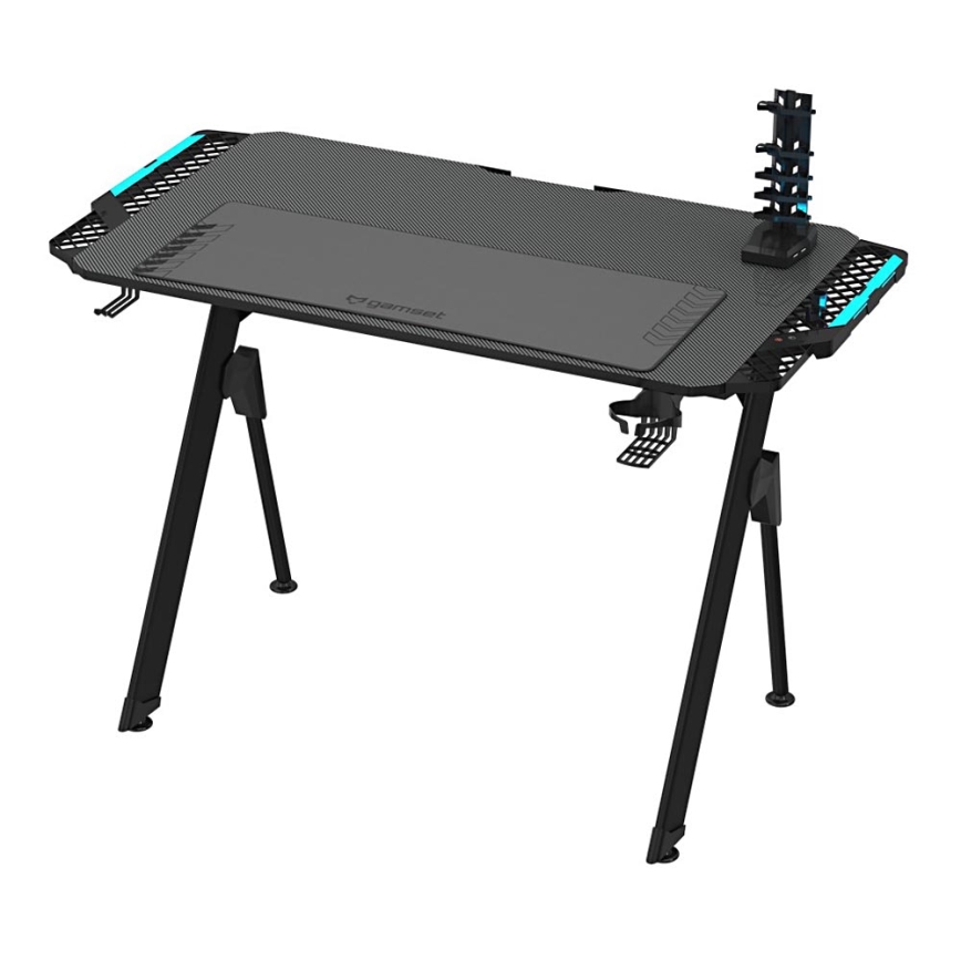 Gaming table FALCON with LED RGB backlight 116x60 cm black