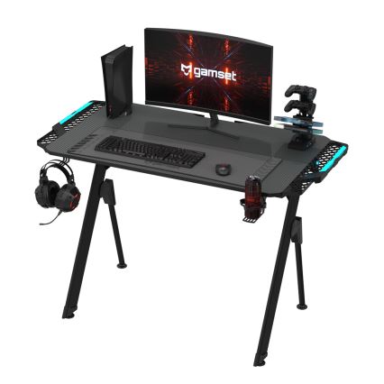 Gaming table FALCON with LED RGB backlight 116x60 cm black