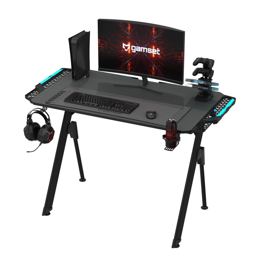 Gaming table FALCON with LED RGB backlight 116x60 cm black