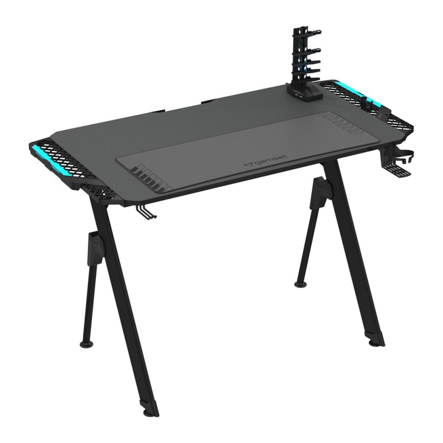 Gaming table FALCON with LED RGB backlight 116x60 cm black