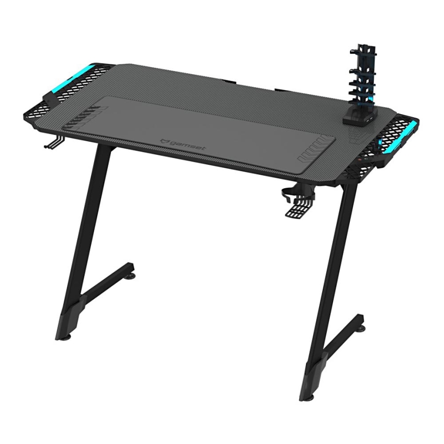 Gaming table SNAKE with LED RGB backlight 100x60 cm black