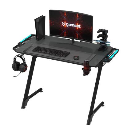 Gaming table SNAKE with LED RGB backlight 100x60 cm black
